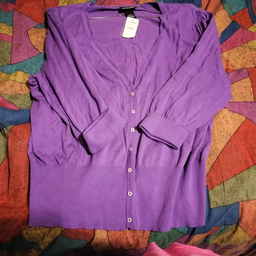 Lane Bryant Purple ButtonUp NWT